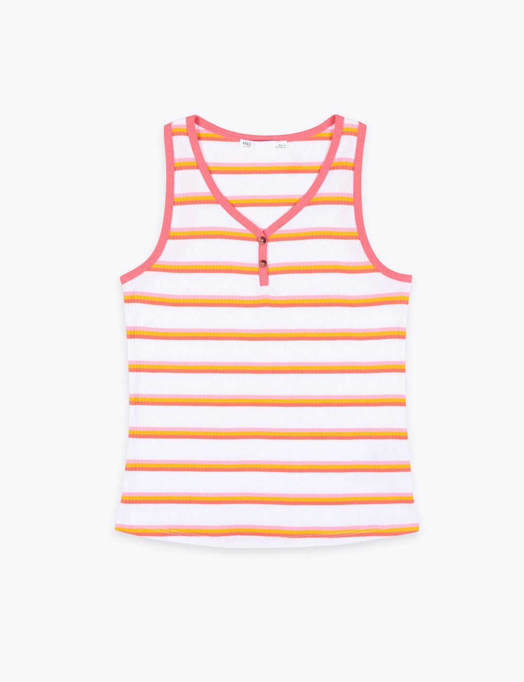 Pure Cotton Striped Vest - Lotange - Marks & Spencer - Girls Tops & T-Shirts