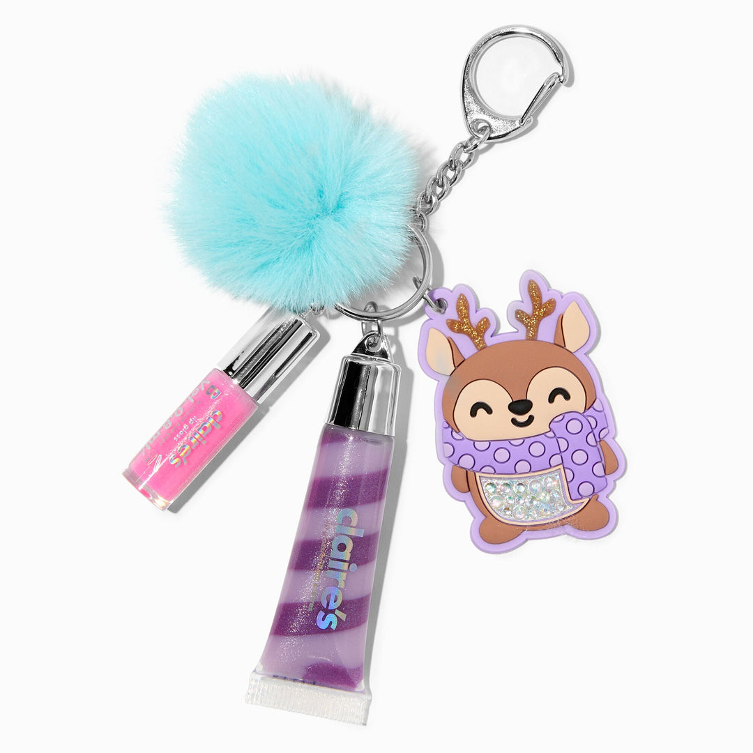 Purple Reindeer Bling Lip Gloss Keychain - Lotange - Claire's - Lips