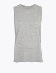 Relaxed Sleeveless Tank Vest Top - Lotange - Marks & Spencer - Women Tops