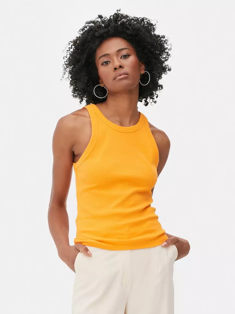 Ribbed Racer T-Shirt Orange - Lotange - H&M -