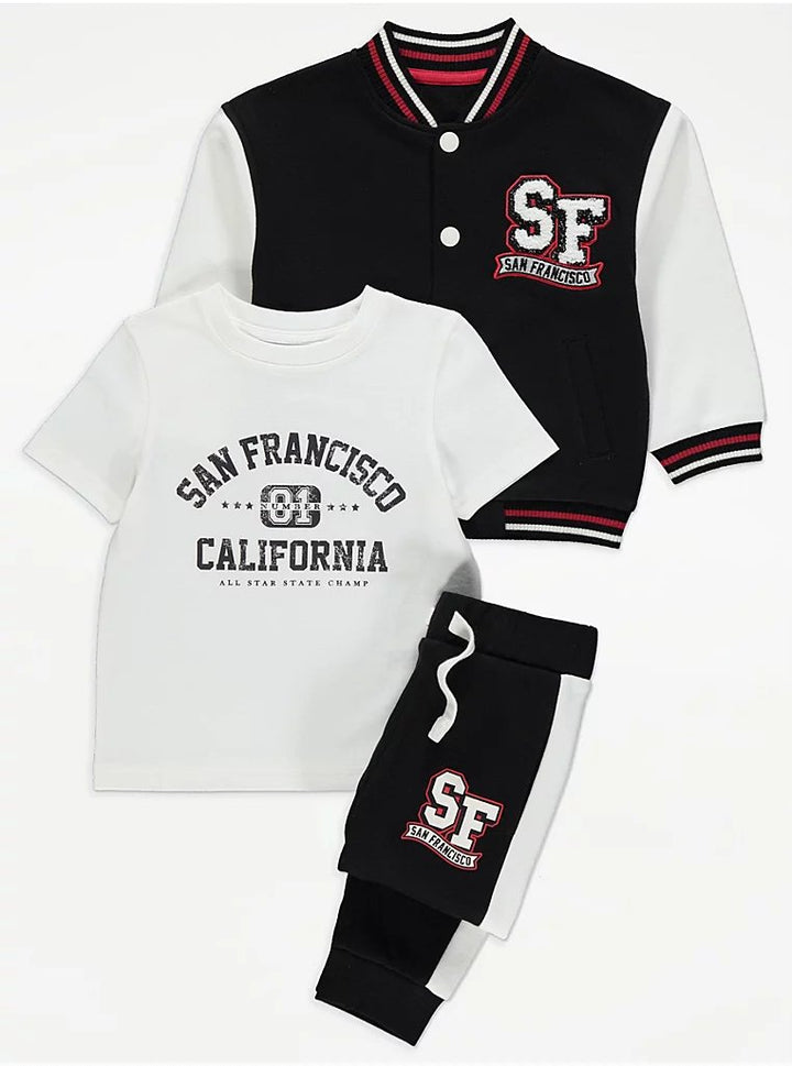 San Francisco Baseball Jacket T-Shirt and Joggers Outfit - Lotange - George - Boys Outfits