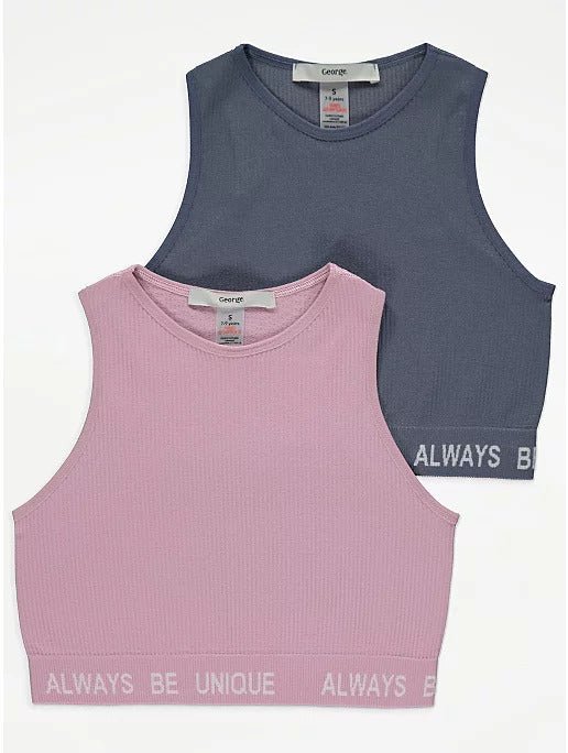 Seam Free Ribbed Crop Tops 2 Pack - Lotange - George - Girls Tops & T-Shirts