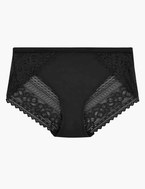 Sumptuously Soft Lace High Leg Knickers - Lotange - Marks & Spencer - Womens Knickers