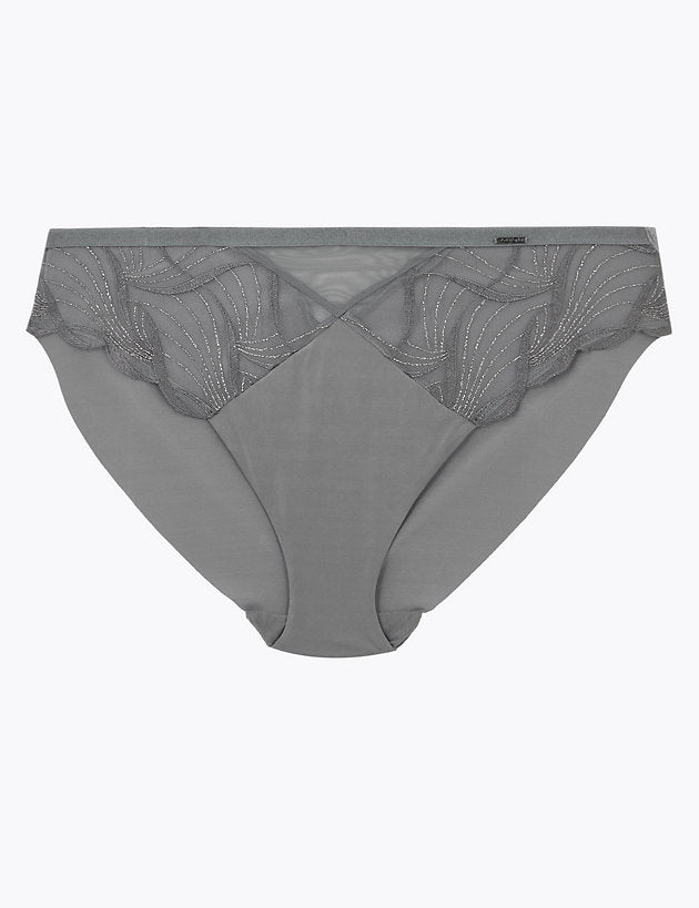 Swiss Embroidered Knickers Grey - Lotange - AUTOGRAPH - Womens Knickers