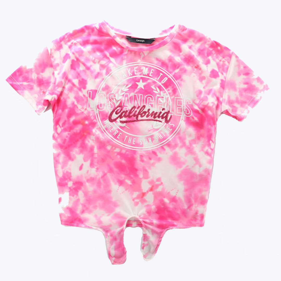 Tie Dye LA Slogan Top - Lotange - George - Girls Tops & T-Shirts