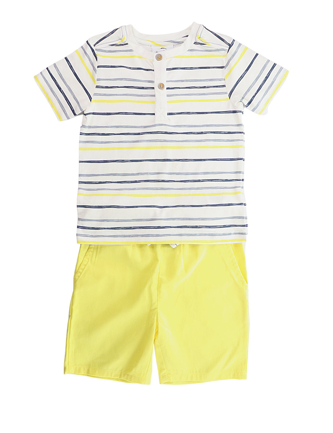 Yellow Striped Cotton Outfit Set - Lotange - Tommy Bahama - Boys Outfits